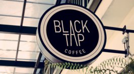 Shop signboard with retro filter effect